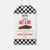 ファースト&ファイブレッドフラームレースカー5thバースデーパーティー ギフトタグ (正面)