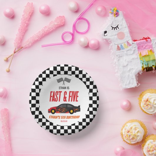 ファースト&ファイブレッドフラームレースカー5thバースデーパーティー ペーパーボウル (パーティー)