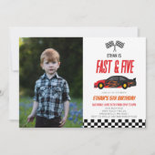 ファースト&ファイブレッドフラームレースカー5thバースデーパーティー 招待状 (正面)