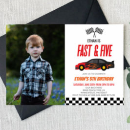 ファースト&ファイブレッドフラームレースカー5thバースデーパーティー 招待状