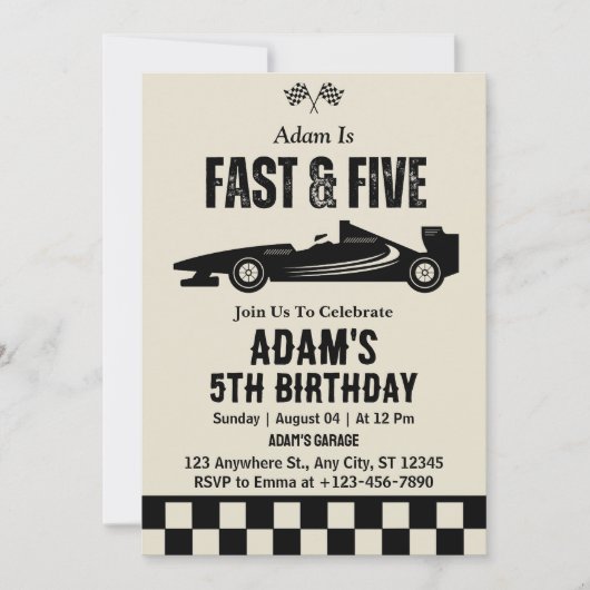 ファースト&ファイブレースカーボーイ5thバースデーパーティー 招待状 (正面)