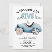 ファースト&ファイブレースカー5誕生日 招待状 (正面)