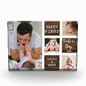 ファースト·ファザーズ·デイ4フォトコラージュブラウン·ウッド フォトブロック (正面)