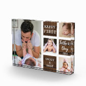 ファースト·ファザーズ·デイ4フォトコラージュブラウン·ウッド フォトブロック (右)