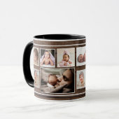 ファースト·ファザーズ·デイ7フォトコラージュダーク·ウッド   マグカップ (正面左)