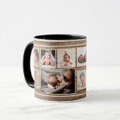 ファースト·ファザーズ·デイ7フォトコラージュ·ウッ素朴ド マグカップ (正面左)