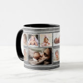 ファースト·ファザーズ·デイ7フォトコラージュ·グレイ·ウッド マグカップ (正面左)