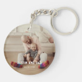 ファースト・ファーザーの日のパパ息子の娘のカスタム写真 キーホルダー (裏面)