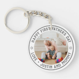 ファースト・ファーザーの日のパパ息子の娘のカスタム写真 キーホルダー