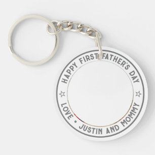 ファースト・ファーザーの日のパパ息子の娘のカスタム写真 キーホルダー