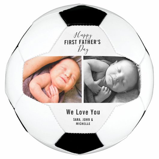 ファースト・ファーザーの日2写真ベビーニューパパ名 サッカーボール (正面)