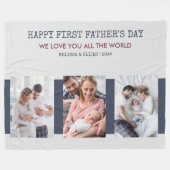 ファースト・ファーザーズデイグレーとブルー3の写真 フリースブランケット (正面(横))