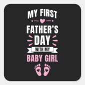 ファースト・ファーザーズデイベビー生まれたばかりの娘ガール スクエアシール (正面)