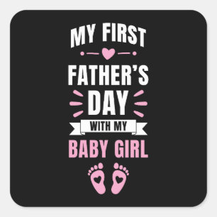 ファースト・ファーザーズデイベビー生まれたばかりの娘ガール スクエアシール