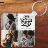 ファースト・ファーザーズ・デイシンプルレトロGroovy写真3枚 キーホルダー (裏面)