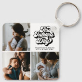 ファースト・ファーザーズ・デイシンプルレトロGroovy写真3枚 キーホルダー (裏面)