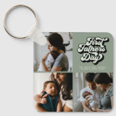 ファースト・ファーザーズ・デイ・グルービーレトロ3枚の写真 | Sage キーホルダー (正面)