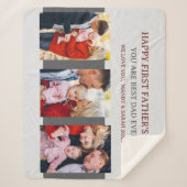 ファースト・ファーザーズ・デイ・グレー3枚の写真とカスタムメッセージ シェルパブランケット (正面)