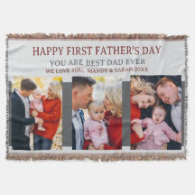ファースト・ファーザーズ・デイ・グレー3枚の写真とカスタムメッセージ