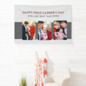 ファースト・ファーザーズ・デイ・グレー3枚の写真とカスタムメッセージ 横断幕 (インサイチュ)