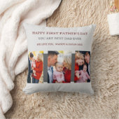 ファースト・ファーザーズ・デイ・グレー4枚の写真とカスタムメッセージ クッション (ブランケット)