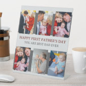 ファースト・ファーザーズ・デイ・グレー6枚の写真とカスタムメッセージ 台座サイン (インサイチュ)