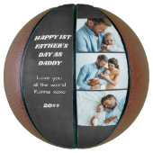 ファースト・ファーザーズ・デイ・チョークボード3カスタムベビー写真 バスケットボール (縦)