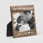 ファースト・ファーザーズ・デイ・ニュー・パパ・ベビー・フォト・素朴ウッド フォトプラーク (正面)