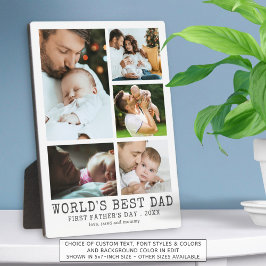 ファースト・ファーザーズ・デイWORLDS最高のパパ写真コラージュ フォトプラーク