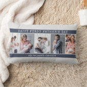 ファースト・ファーザーズ・デー – 5フォトコラージュパーソナライズされた ランバークッション (ブランケット)