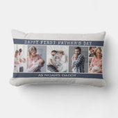 ファースト・ファーザーズ・デー – 5フォトコラージュパーソナライズされた ランバークッション (正面)