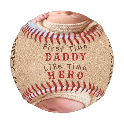 ファースト・ファーザーフェイク・デイ・レザーと2フォトフレーム 野球ボール (裏面)