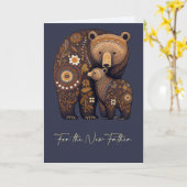 ファースト・ファーザー・デイかわいいクマのフォークアート カード (黄色い花)