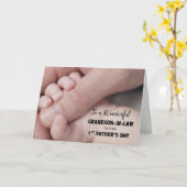ファースト・ファーザー・デイの義理の孫ベビー・ハンズ カード (黄色い花)