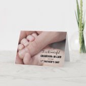 ファースト・ファーザー・デイの義理の孫ベビー・ハンズ カード (正面)
