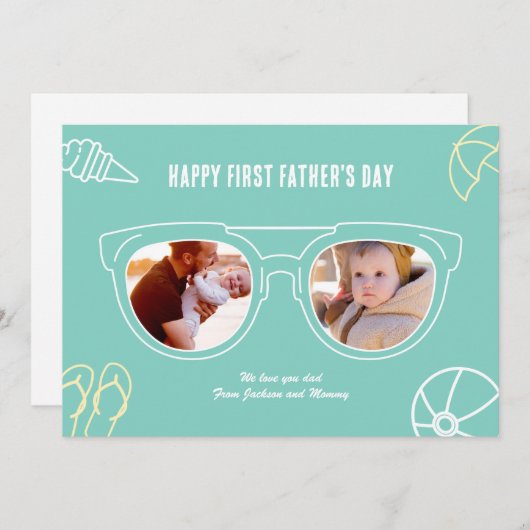 ファースト・ファーザー・デイカスタムフォトサンクールグラス シーズンカード (正面/裏面)