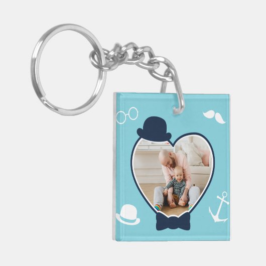 ファースト・ファーザー・デイカスタムフォトヒップスクールスターパパ キーホルダー (正面左)