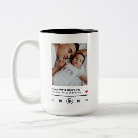 ファースト・ファーザー・デイパパカスタム・フォト・ミュージック・プレーヤー ツートーンマグカップ (左)