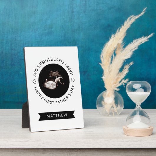 ファースト・ファーザー・デイベビーソノグラムハート写真 フォトプラーク (側面)