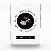 ファースト・ファーザー・デイベビーソノグラムハート フォトブロック (正面)