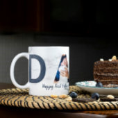 ファースト・ファーザー・デイベビー写真ほこりっぽいブルー・マーブル コーヒーマグカップ