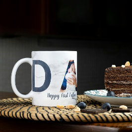 ファースト・ファーザー・デイベビー写真ほこりっぽいブルー・マーブル コーヒーマグカップ