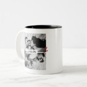 ファースト・ファーザー・デイヴィンテージB&Wベビーフォトコラージュ ツートーンマグカップ (正面左)