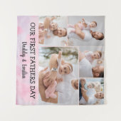 ファースト・ファーザー・デイ写真コラージュ・ウォール・タペストリー タペストリー (正面(横))