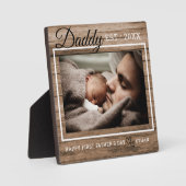 ファースト・ファーザー・デイ写真パパ設立木材 フォトプラーク (正面)