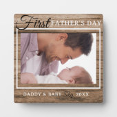 ファースト・ファーザー・デイ写真フレーム素朴ウッド フォトプラーク (正面)