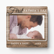 ファースト・ファーザー・デイ写真フレーム素朴ウッド