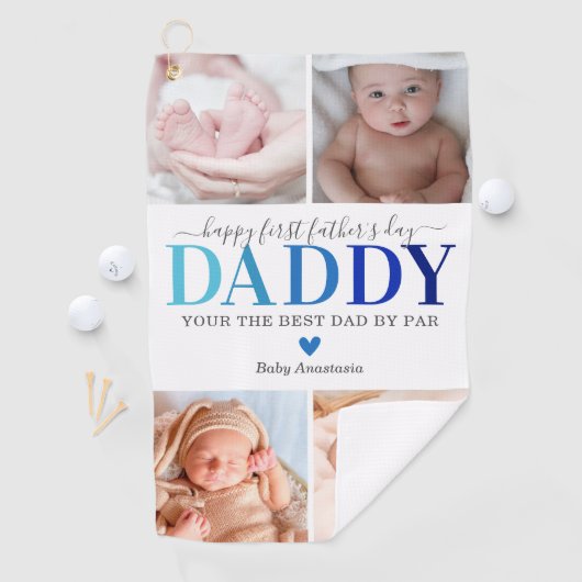 ファースト・ファーザー・デイ写真・コラージュ ゴルフタオル (インサイチュ)