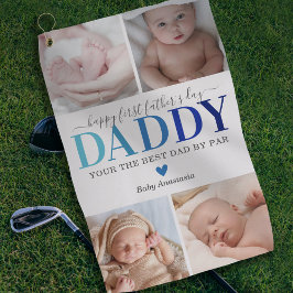 ファースト・ファーザー・デイ写真・コラージュ ゴルフタオル