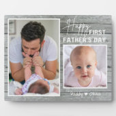ファースト・ファーザー・デイ新しいパパ2 Photo Gray Wood フォトプラーク (正面)